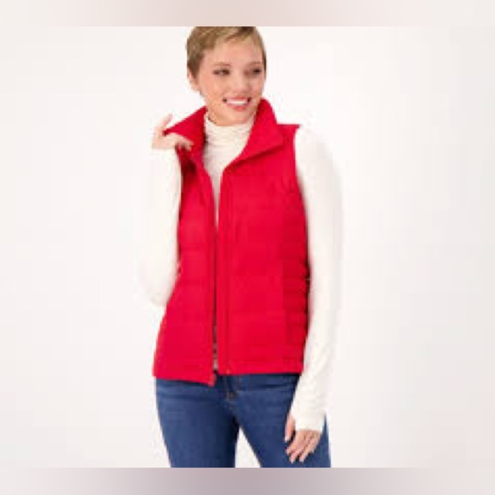 Lands End Down Red Puffer Vest